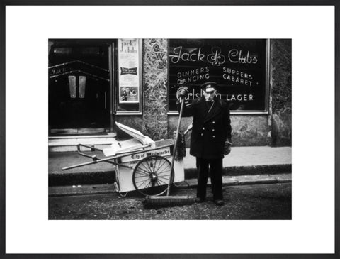 A street cleaner outside the Jack of Clubs nightclub 1961