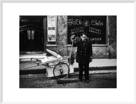 A street cleaner outside the Jack of Clubs nightclub 1961