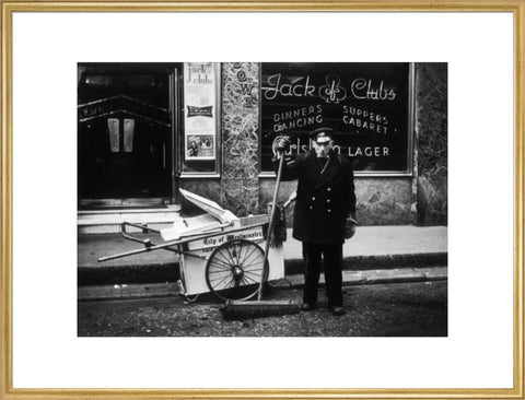 A street cleaner outside the Jack of Clubs nightclub 1961