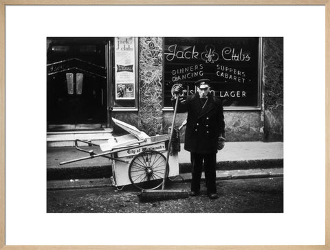 A street cleaner outside the Jack of Clubs nightclub 1961