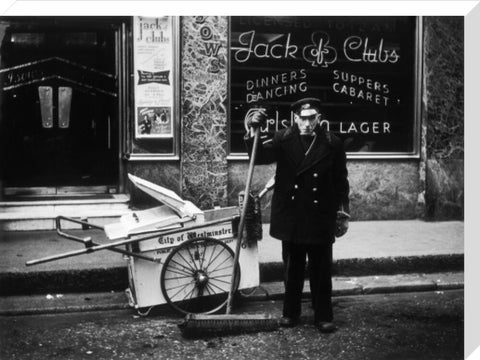 A street cleaner outside the Jack of Clubs nightclub 1961