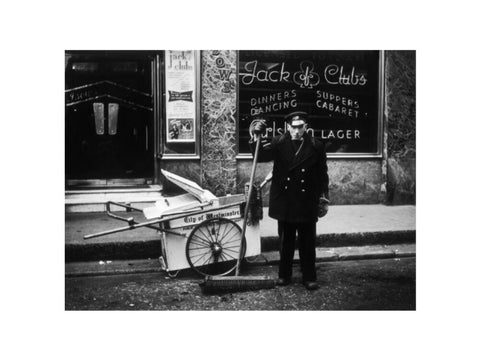 A street cleaner outside the Jack of Clubs nightclub 1961