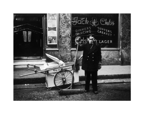 A street cleaner outside the Jack of Clubs nightclub 1961