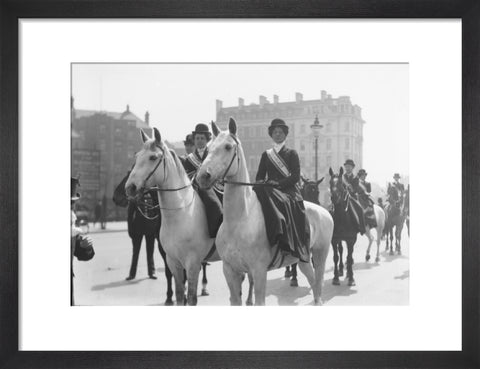 Mounted Suffragettes in a procession 1909