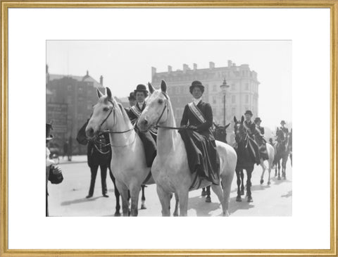 Mounted Suffragettes in a procession 1909