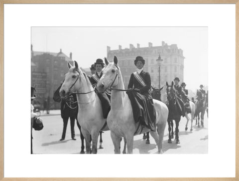 Mounted Suffragettes in a procession 1909