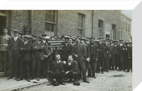 Grenadier Guards reservists queueing to re-enlist 1914