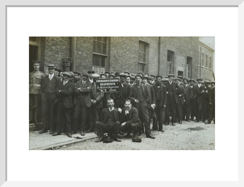 Grenadier Guards reservists queueing to re-enlist 1914