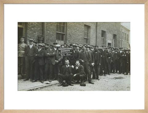Grenadier Guards reservists queueing to re-enlist 1914
