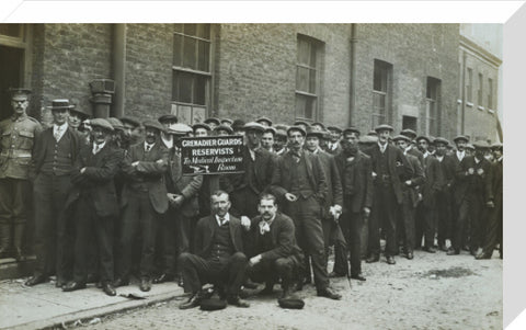 Grenadier Guards reservists queueing to re-enlist 1914