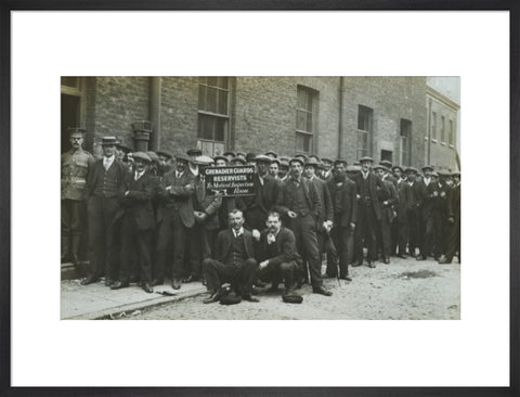 Grenadier Guards reservists queueing to re-enlist 1914