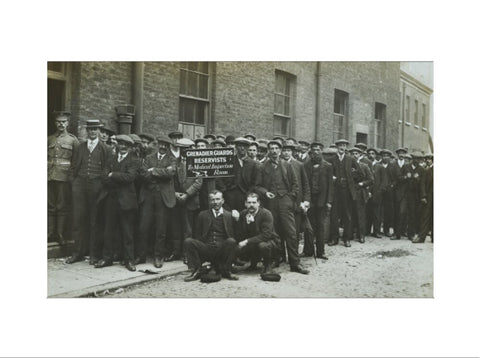 Grenadier Guards reservists queueing to re-enlist 1914