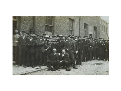 Grenadier Guards reservists queueing to re-enlist 1914