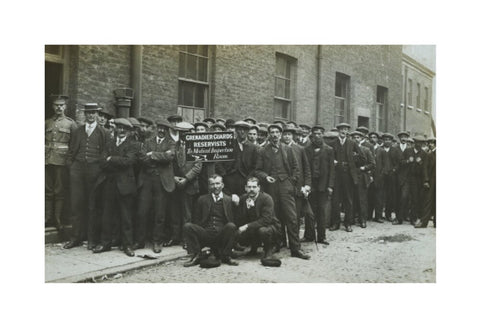 Grenadier Guards reservists queueing to re-enlist 1914