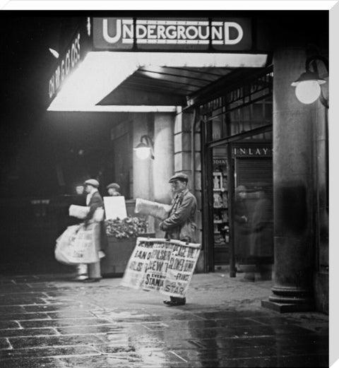 Charing Cross underground station at night c 1935