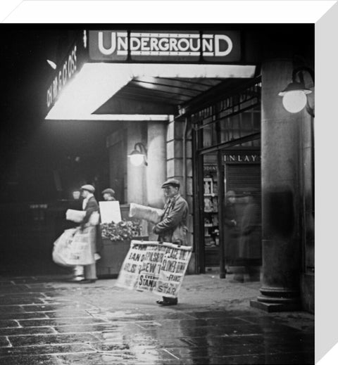 Charing Cross underground station at night c 1935