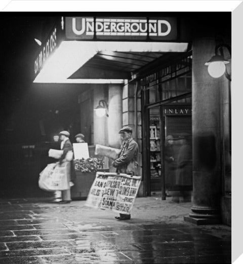 Charing Cross underground station at night c 1935