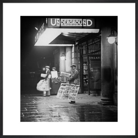 Charing Cross underground station at night c 1935