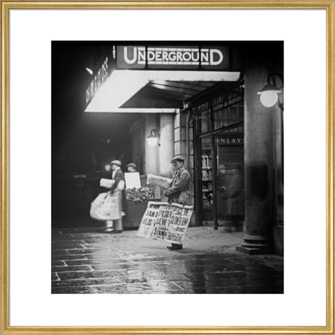 Charing Cross underground station at night c 1935