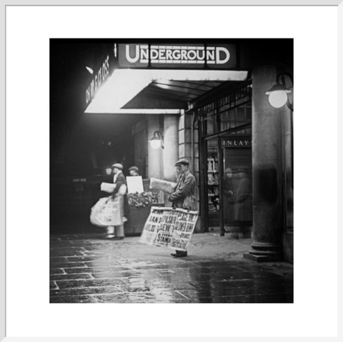 Charing Cross underground station at night c 1935