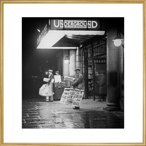 Charing Cross underground station at night c 1935