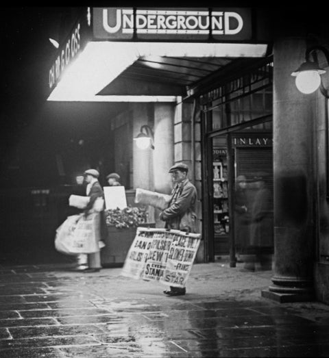 Charing Cross underground station at night c 1935