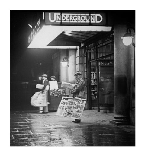 Charing Cross underground station at night c 1935