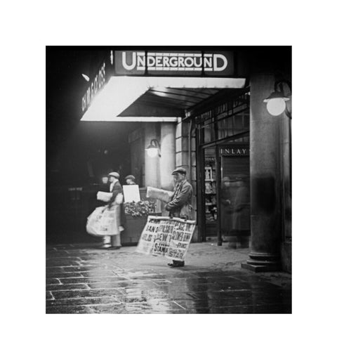 Charing Cross underground station at night c 1935