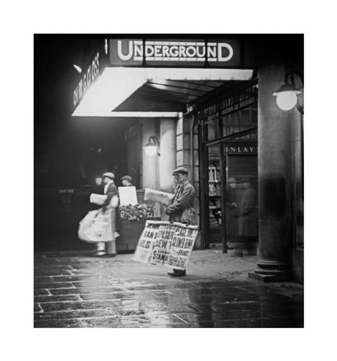 Charing Cross underground station at night c 1935