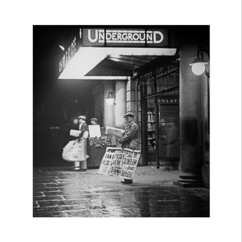 Charing Cross underground station at night c 1935