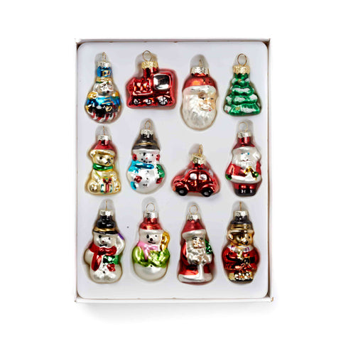 Painted glass mini Christmas Decorations, pack of 12